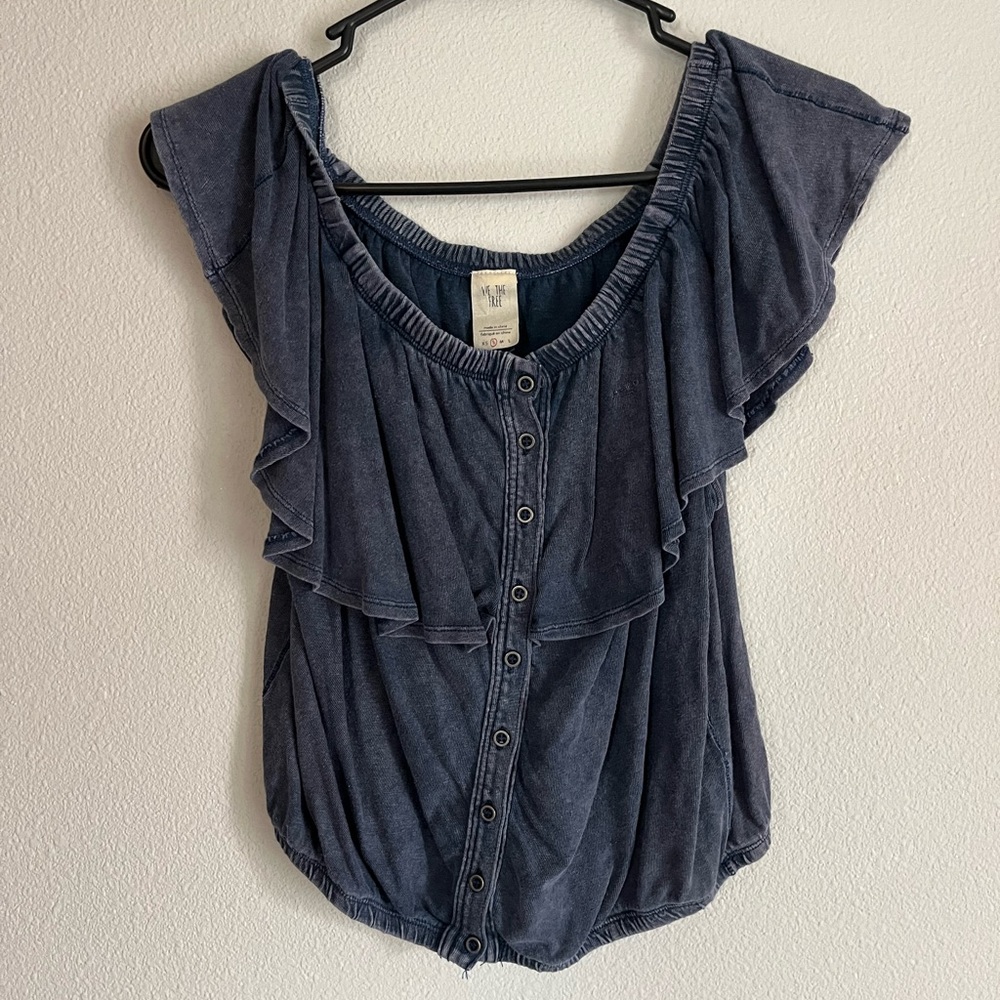 We the Free crop distressed jean off the shoulder top